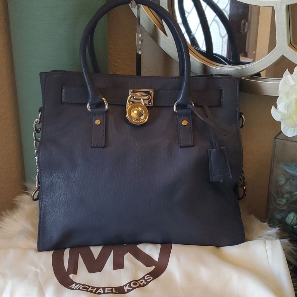 Michael Kors Hamilton Large Satchel Handbag Blue